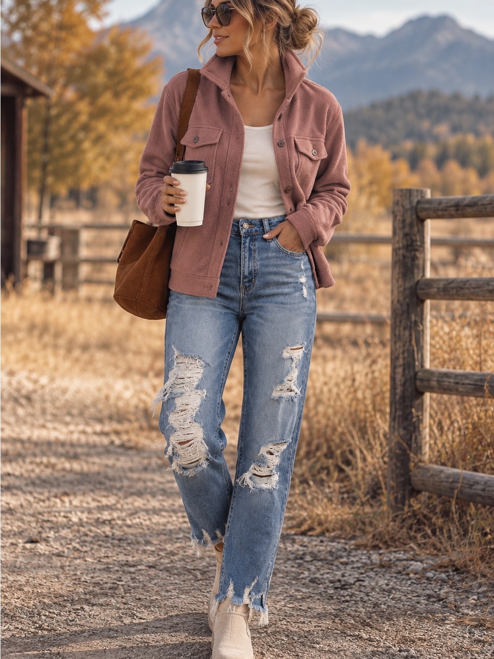 Relaxed Boyfriend Jeans in Light Blue with Distressed Detailing